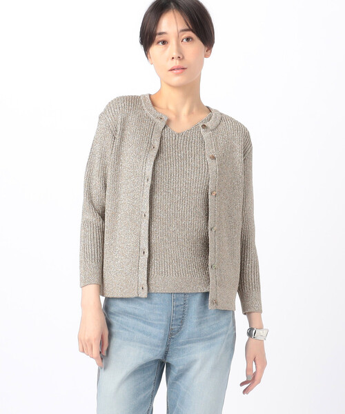 K.T KIYOKO TAKASE(キヨコタカセ)の「グリッターリブ ニットカーディガン(カーディガン/ボレロ・レディース・ベージュ/グレー・9号)」の6枚目の写真