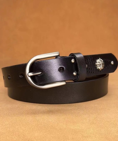 Bling Leads（ブリングリーズ）の「Z)【BLINGLEADS】ZK-67 LEATHER BELT（ベルト・メンズ・ワイン/ライトブラウン/レッド/キャメル/ダークブラウン/グリーン・FREE）」の2枚目の写真