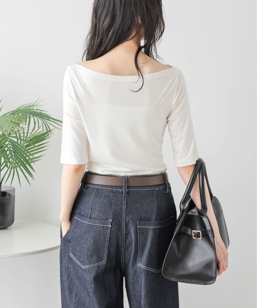 La-gemme（ラジェム）の「ボートネックカットソー（Tシャツ/カットソー・レディース・杢グレー/ブラック/カーキブラウン/ホワイト・フリー）」の7枚目の写真