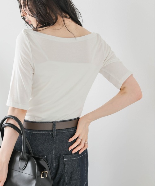 La-gemme（ラジェム）の「ボートネックカットソー（Tシャツ/カットソー・レディース・杢グレー/ブラック/カーキブラウン/ホワイト・フリー）」の9枚目の写真