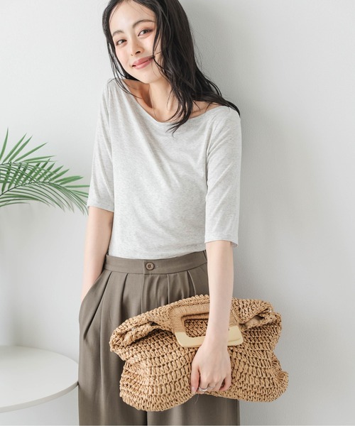 La-gemme（ラジェム）の「ボートネックカットソー（Tシャツ/カットソー・レディース・杢グレー/ブラック/カーキブラウン/ホワイト・フリー）」の17枚目の写真
