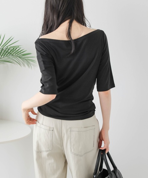 La-gemme（ラジェム）の「ボートネックカットソー（Tシャツ/カットソー・レディース・杢グレー/ブラック/カーキブラウン/ホワイト・フリー）」の12枚目の写真