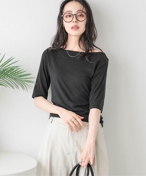 La-gemme（ラジェム）の「ボートネックカットソー（Tシャツ/カットソー・レディース・杢グレー/ブラック/カーキブラウン/ホワイト・フリー）」の15枚目の写真