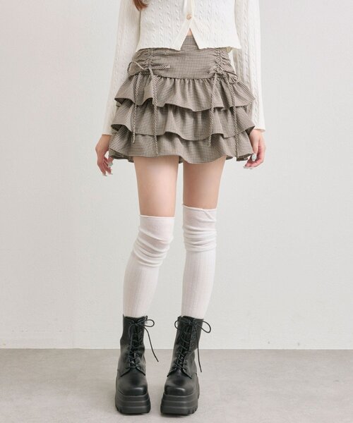 OBLI ティアードミニスカート（新品未使用） チェック柄ティアードミニスカート – レディースファッション