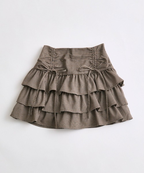 OLIVE des OLIVE（オリーブデオリーブ）の「ドロストティアードミニスカート（スカート・レディース・ネイビー/ブラウン系その他/ライトブラウン/オフホワイト/ホワイト/チャコールグレー・FREE）」の13枚目の写真