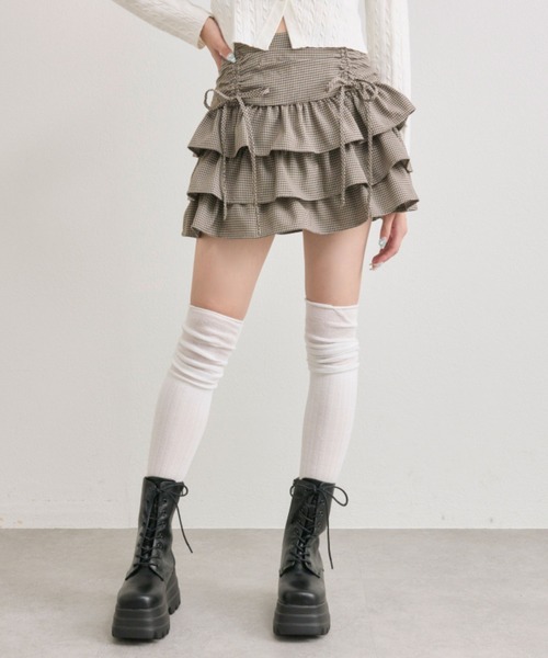 OLIVE des OLIVE（オリーブデオリーブ）の「ドロストティアードミニスカート（スカート・レディース・ネイビー/ブラウン系その他/ライトブラウン/オフホワイト/ホワイト/チャコールグレー・FREE）」の11枚目の写真