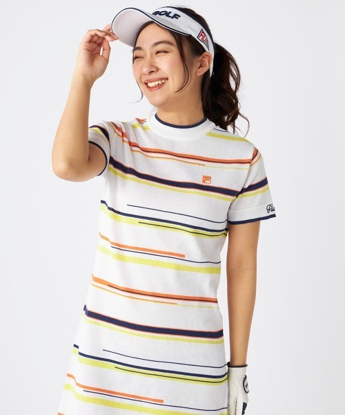 FILA GOLF(フィラゴルフ )の「【FILA GOLF/フィラゴルフ】レディースボーダーニットワンピース ゴルフ(ワンピース・レディース・ライム/ネイビー/ブルー/レッド・MEDIUM/X-LARGE/LARGE)」の8枚目の写真