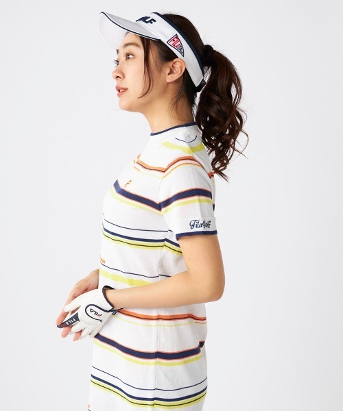 FILA GOLF(フィラゴルフ )の「【FILA GOLF/フィラゴルフ】レディースボーダーニットワンピース ゴルフ(ワンピース・レディース・ライム/ネイビー/ブルー/レッド・MEDIUM/X-LARGE/LARGE)」の9枚目の写真
