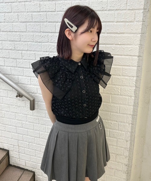 REDYAZEL(レディアゼル)の「Wベルトワイドプリーツミニスカート(スカート・レディース・ベージュ/ブラック/グレー・FREE)」の12枚目の写真