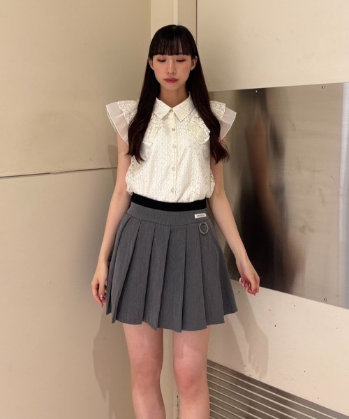 Wベルトワイドプリーツミニスカート（スカート）｜REDYAZEL