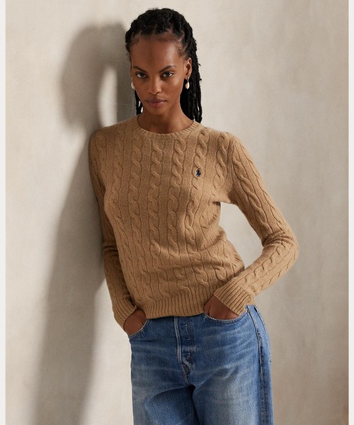 ケーブル ウールカシミヤ クルーネック セーター（ニット/セーター