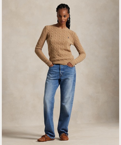 ケーブル ウールカシミヤ クルーネック セーター（ニット/セーター