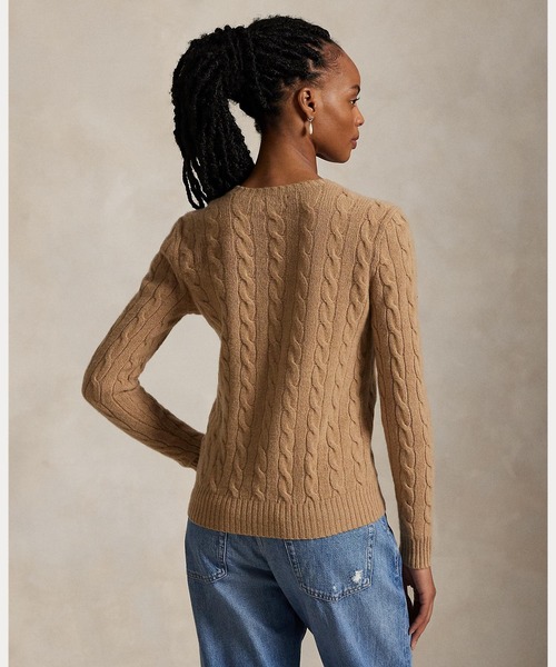 ケーブル ウールカシミヤ クルーネック セーター（ニット/セーター