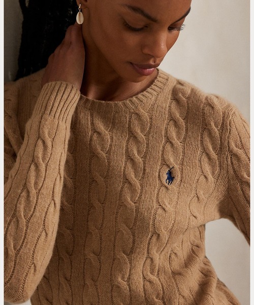 ケーブル ウールカシミヤ クルーネック セーター（ニット/セーター