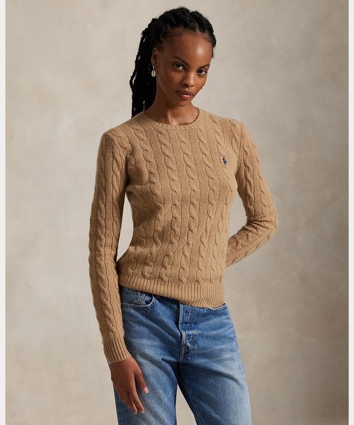 ケーブル ウールカシミヤ クルーネック セーター（ニット/セーター