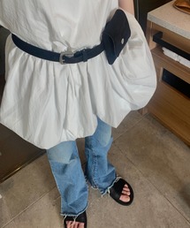 ISOOK | スエードポーチベルト(kiharu select) / ウエストポーチ 細ベルト ミニバッグ 合皮 合成皮革 ブラウン ブラック 茶 黒(ベルト)