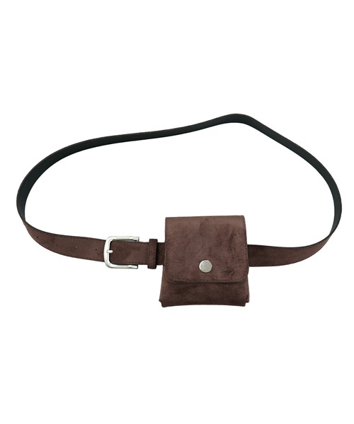 ISOOK（アイスー）の「スエードポーチベルト(kiharu select) / ウエストポーチ 細ベルト ミニバッグ 合皮 合成皮革 ブラウン ブラック 茶 黒（ベルト・レディース・ブラック/ブラウン・FREE）」の3枚目の写真