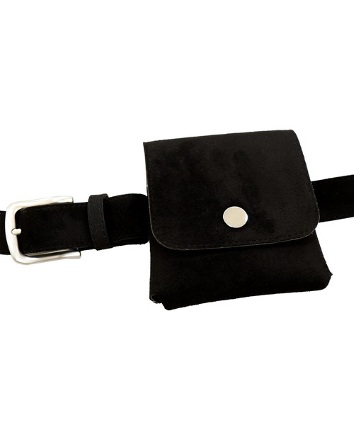 ISOOK（アイスー）の「スエードポーチベルト(kiharu select) / ウエストポーチ 細ベルト ミニバッグ 合皮 合成皮革 ブラウン ブラック 茶 黒（ベルト・レディース・ブラック/ブラウン・FREE）」の4枚目の写真