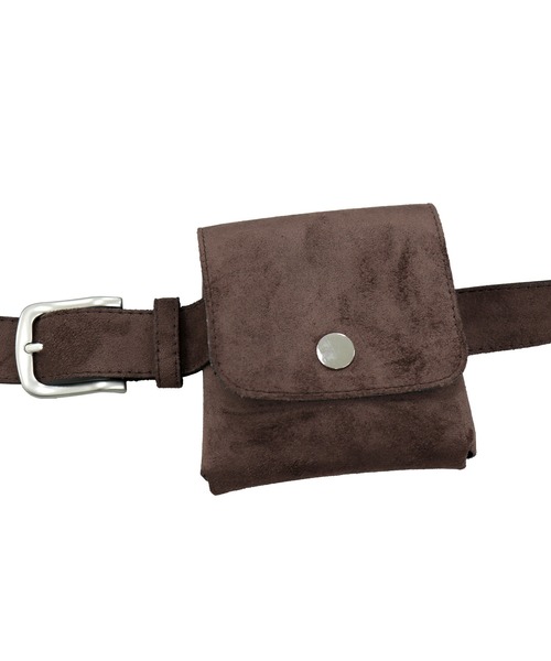 ISOOK（アイスー）の「スエードポーチベルト(kiharu select) / ウエストポーチ 細ベルト ミニバッグ 合皮 合成皮革 ブラウン ブラック 茶 黒（ベルト・レディース・ブラック/ブラウン・FREE）」の5枚目の写真