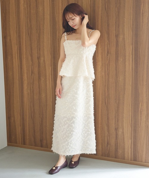 ❤️人気新作 新品 ♡ SelfPortrait 白キャミワンピース♡　C43 セール】カットジャガードペプラムキャミワンピース 583339