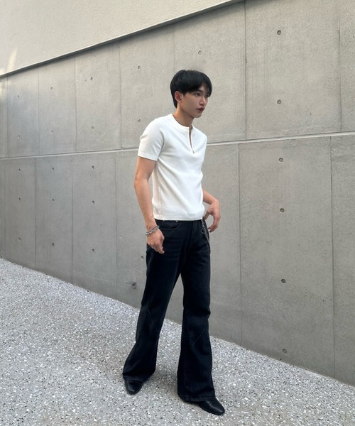 Otte（オッテ）の「ハーフジップニットシャツ（Tシャツ/カットソー・メンズ・ブラック/ホワイト・LARGE/MEDIUM/X-LARGE）」の6枚目の写真