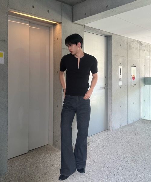 Otte（オッテ）の「ハーフジップニットシャツ（Tシャツ/カットソー・メンズ・ブラック/ホワイト・LARGE/MEDIUM/X-LARGE）」の16枚目の写真