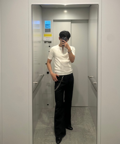 Otte（オッテ）の「ハーフジップニットシャツ（Tシャツ/カットソー・メンズ・ブラック/ホワイト・LARGE/MEDIUM/X-LARGE）」の13枚目の写真