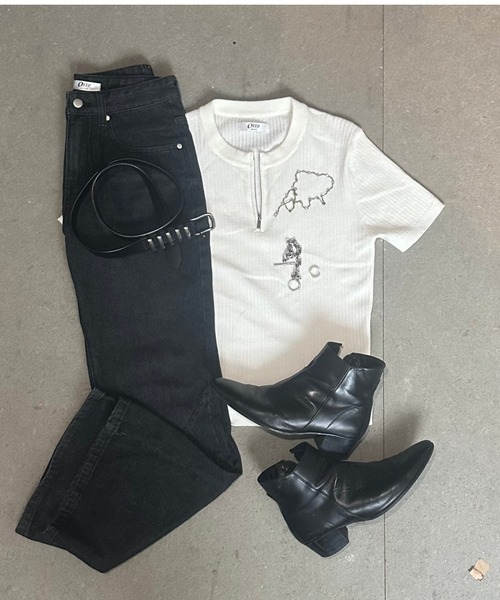 Otte（オッテ）の「ハーフジップニットシャツ（Tシャツ/カットソー・メンズ・ブラック/ホワイト・LARGE/MEDIUM/X-LARGE）」の12枚目の写真