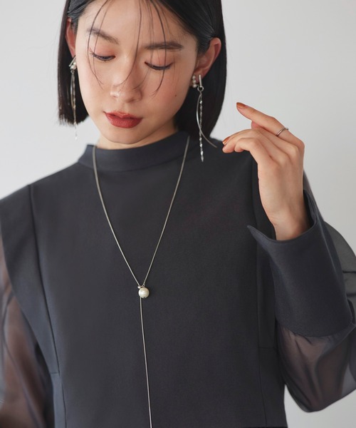 パール ロング スネークチェーン ネックレス ｜ レディース 結婚式