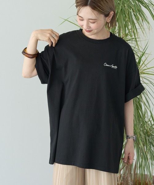 AMERICAN HOLIC(アメリカンホリック)の「ワントーンロゴプリントTシャツ(Tシャツ/カットソー・レディース・アイボリー/ブラック/オフホワイト・FREE)」の3枚目の写真