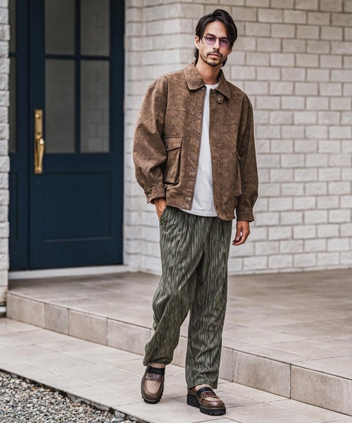 CAMBIO(カンビオ)の「mp13916-Spotted Print Corduroy Tuck Pants コーデュロイパンツ(その他パンツ・メンズ・ブラック/カーキ/グレイッシュベージュ・S/M/L)」の16枚目の写真