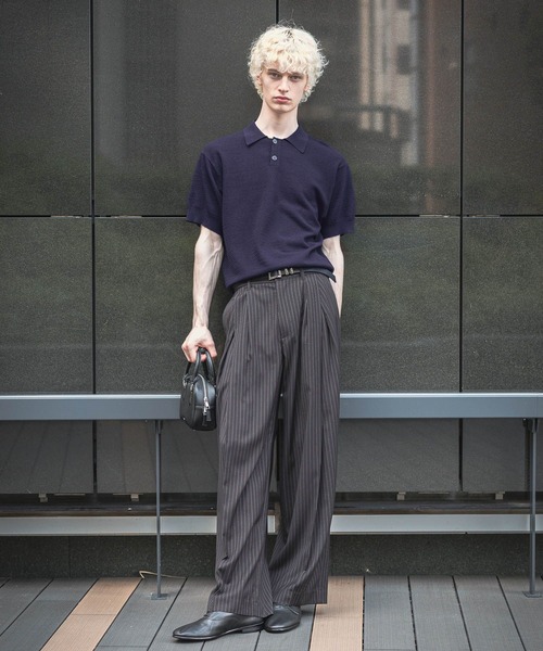 HARE（ハレ）の「コンパクトニットポロ(HARE)（ポロシャツ・メンズ・ブラウン/ネイビー/ブラック/レッド・MEDIUM/SMALL）」の11枚目の写真