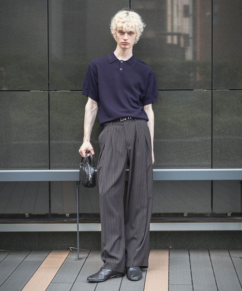 HARE（ハレ）の「コンパクトニットポロ(HARE)（ポロシャツ・メンズ・ブラウン/ネイビー/ブラック/レッド・MEDIUM/SMALL）」の12枚目の写真