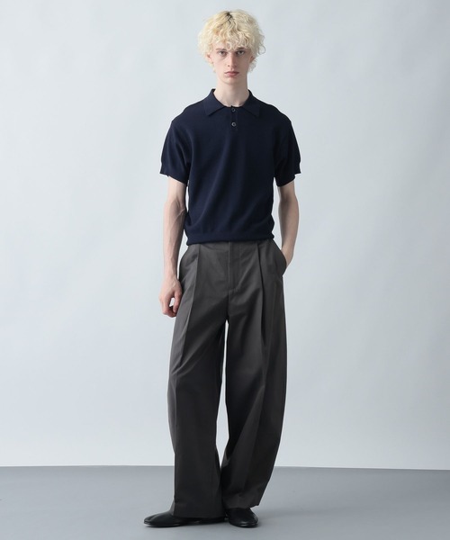 HARE（ハレ）の「コンパクトニットポロ(HARE)（ポロシャツ・メンズ・ブラウン/ネイビー/ブラック/レッド・MEDIUM/SMALL）」の14枚目の写真