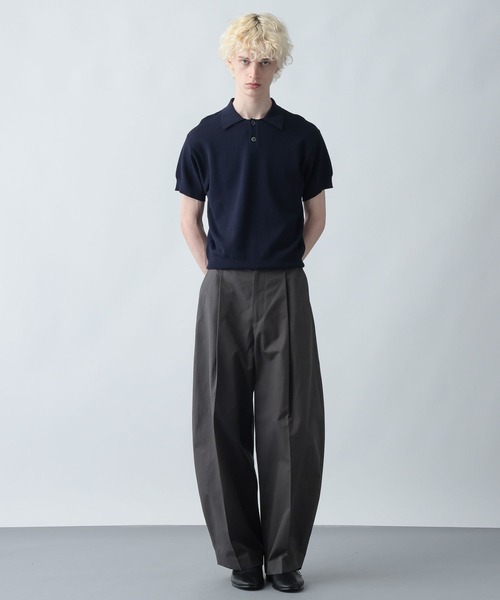 HARE（ハレ）の「コンパクトニットポロ(HARE)（ポロシャツ・メンズ・ブラウン/ネイビー/ブラック/レッド・MEDIUM/SMALL）」の16枚目の写真