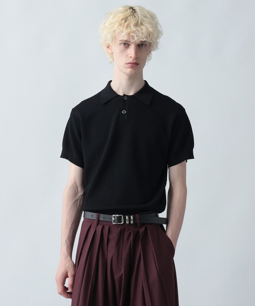 HARE（ハレ）の「コンパクトニットポロ(HARE)（ポロシャツ・メンズ・ブラウン/ネイビー/ブラック/レッド・MEDIUM/SMALL）」の17枚目の写真