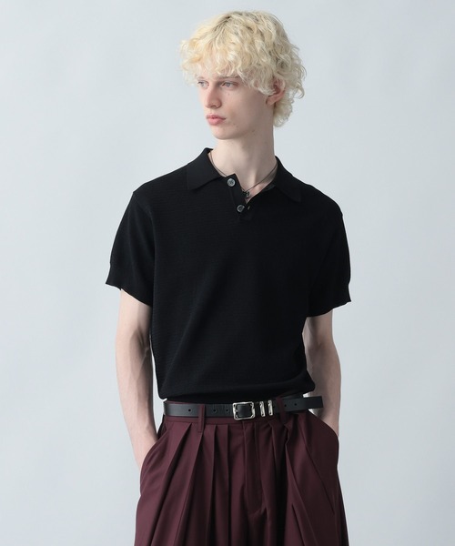 HARE（ハレ）の「コンパクトニットポロ(HARE)（ポロシャツ・メンズ・ブラウン/ネイビー/ブラック/レッド・MEDIUM/SMALL）」の19枚目の写真