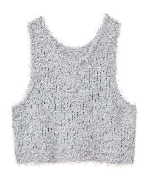 Green　Parks（グリーンパークス）の「・swing by 2wayチュールヤーンベスト（ベスト・レディース・グレー/アイボリー/ブラック/ピンク・FREE）」の3枚目の写真