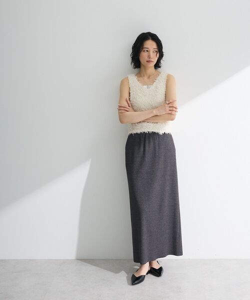 Green　Parks（グリーンパークス）の「・swing by 2wayチュールヤーンベスト（ベスト・レディース・グレー/アイボリー/ブラック/ピンク・FREE）」の5枚目の写真