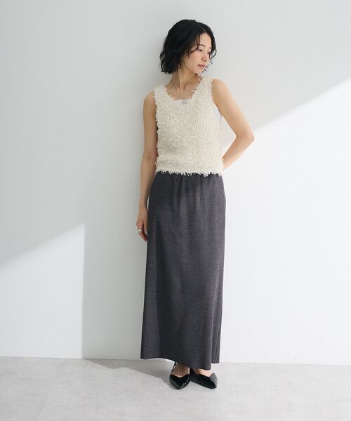 Green　Parks（グリーンパークス）の「・swing by 2wayチュールヤーンベスト（ベスト・レディース・グレー/アイボリー/ブラック/ピンク・FREE）」の6枚目の写真