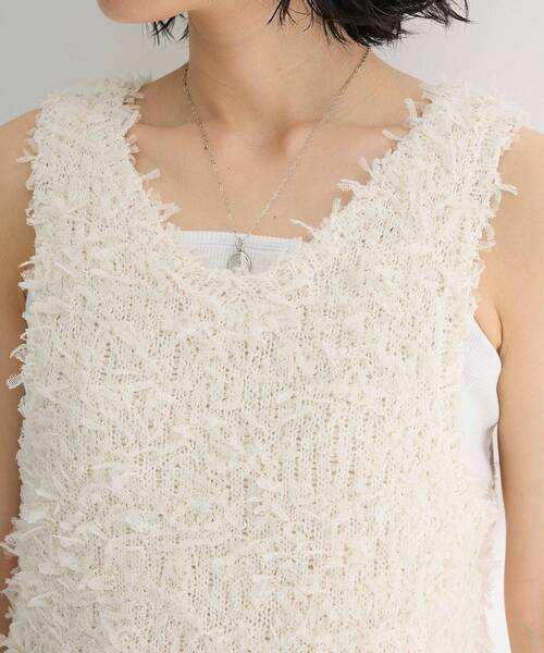 Green　Parks（グリーンパークス）の「・swing by 2wayチュールヤーンベスト（ベスト・レディース・グレー/アイボリー/ブラック/ピンク・FREE）」の12枚目の写真