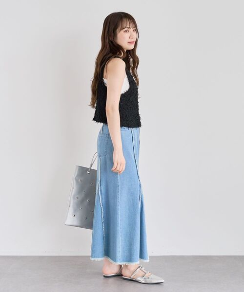 Green　Parks（グリーンパークス）の「・swing by 2wayチュールヤーンベスト（ベスト・レディース・グレー/アイボリー/ブラック/ピンク・FREE）」の14枚目の写真