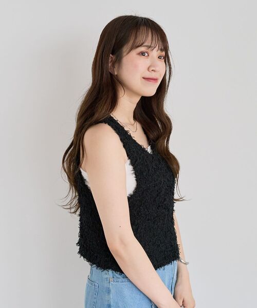 Green　Parks（グリーンパークス）の「・swing by 2wayチュールヤーンベスト（ベスト・レディース・グレー/アイボリー/ブラック/ピンク・FREE）」の17枚目の写真