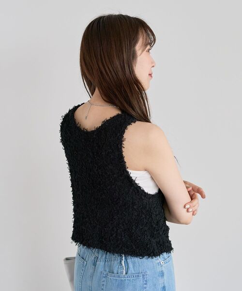 Green　Parks（グリーンパークス）の「・swing by 2wayチュールヤーンベスト（ベスト・レディース・グレー/アイボリー/ブラック/ピンク・FREE）」の18枚目の写真