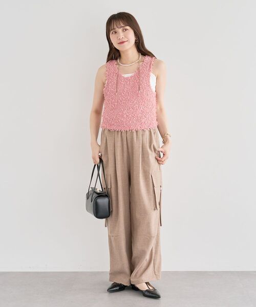 Green　Parks（グリーンパークス）の「・swing by 2wayチュールヤーンベスト（ベスト・レディース・グレー/アイボリー/ブラック/ピンク・FREE）」の19枚目の写真