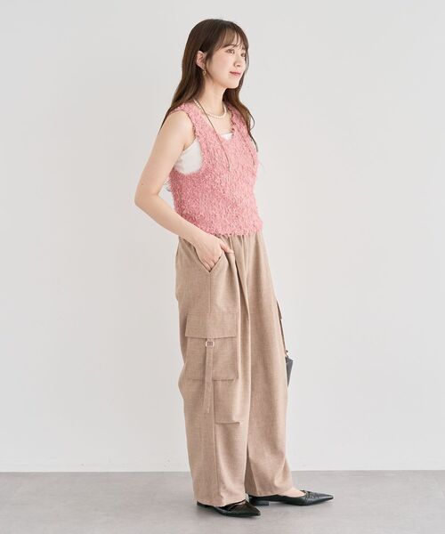 Green　Parks（グリーンパークス）の「・swing by 2wayチュールヤーンベスト（ベスト・レディース・グレー/アイボリー/ブラック/ピンク・FREE）」の20枚目の写真