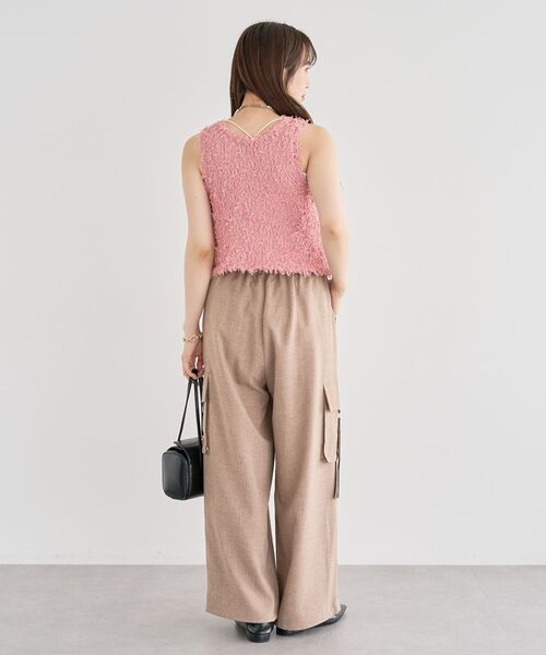 Green　Parks（グリーンパークス）の「・swing by 2wayチュールヤーンベスト（ベスト・レディース・グレー/アイボリー/ブラック/ピンク・FREE）」の21枚目の写真