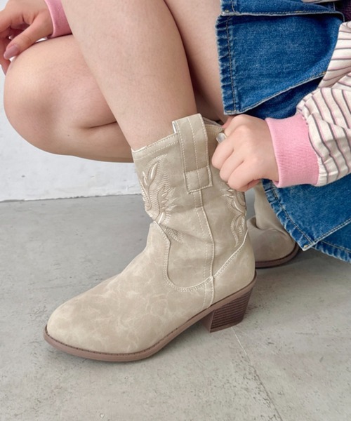 セール】刺繍入りミドルウエスタンブーツ（ブーツ）｜SOLLON