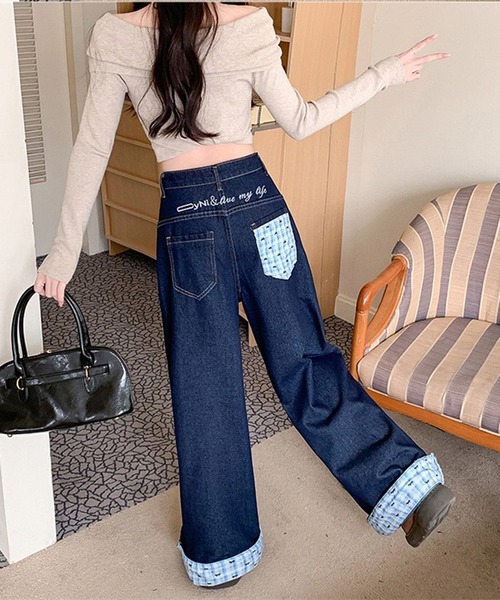 NANEA（ナネア）の「裾折り返しデニムワイドパンツ（デニムパンツ・レディース・ブルー・X-SMALL/SMALL/MEDIUM/LARGE）」の13枚目の写真