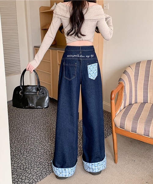 NANEA（ナネア）の「裾折り返しデニムワイドパンツ（デニムパンツ・レディース・ブルー・X-SMALL/SMALL/MEDIUM/LARGE）」の10枚目の写真